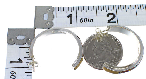 Southwest Sterling Silver Multicolor Post Hoop Earrings RX65634